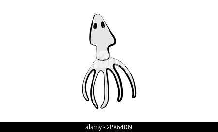 appetizing squid on a white background, vector illustration. delicious and healthy seafood. squid for a snack for drinks. sea dweller, squid with smal Stock Vector