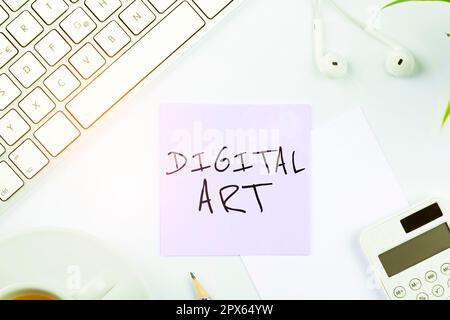 Conceptual caption Digital Art, Internet Concept use of skill and creative imagination characterized by computerized technology Stock Photo
