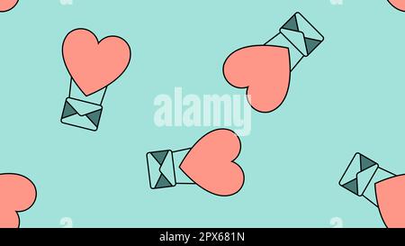 Texture endless seamless pattern from flat icons of balloons and envelopes of love items for the feast of love Valentine's Day February 14 or March 8 Stock Vector