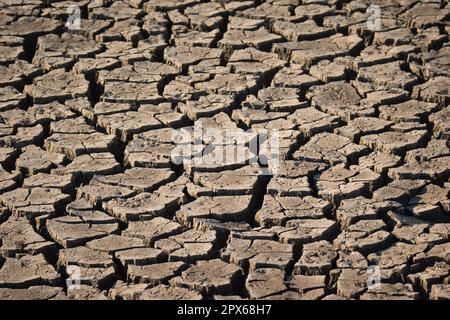Cracks in a Dry Lake Bed Stock Photo