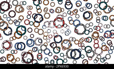 Bright motley pattern seamless texture of a multitude of different colorful circles of circles of diophragms abstract carved in fashionable colors. Stock Vector