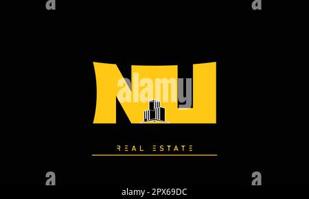 Real Estate letters Modern Creative logo NU , UN Stock Vector