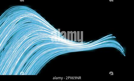 Beautiful abstract neon bright blue glowing text from magical electric energy cosmic bands of wave lines and copy space on a black background. Vector. Stock Vector