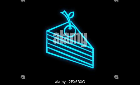 Piece of pie icon in neon style. Simple thin line, outline vector of Autumn icons for UI and UX, website or mobile application. Stock Vector