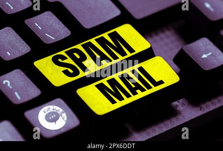 Text showing inspiration Spam Mail, Word Written on Intrusive advertising Inappropriate messages sent on the Internet Stock Photo