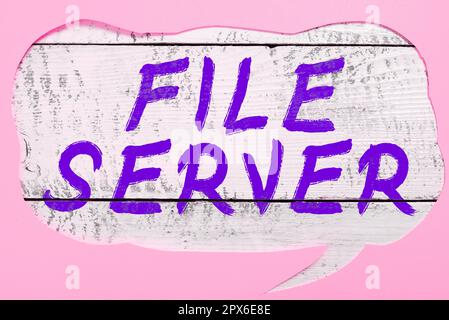 Handwriting text File Server, Business concept device which controls access to separately stored data Stock Photo