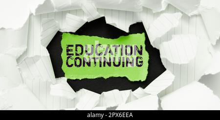 Conceptual display Education Continuing, Word Written on acquisition of knowledge and skills thru training Stock Photo