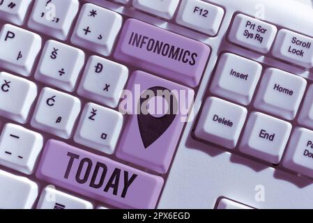 Handwriting text Infonomics, Word for visual image used to represent information or data Stock Photo