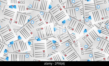 Endless seamless pattern of medical scientific medical objects paper records of medical records on a white background. Vector illustration. Stock Vector