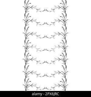 Botanical hand drawn floral frame Vintage flowers border.Wildflower plant abstract background. Creative trendy greeting card, celebration, wedding inv Stock Vector