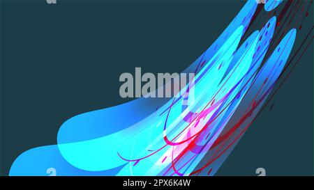 Texture of red abstract red magical glowing bright shining neon lines of waves of strips of threads of energy patterns and copy space. The background. Stock Vector