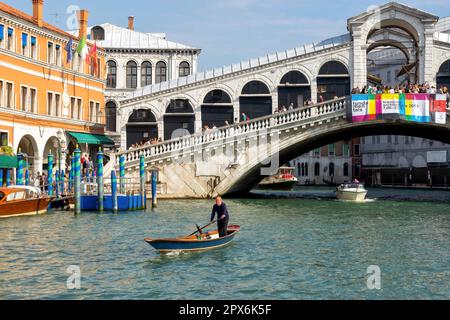 Boats Cruising down the Grand Canal in Venice Stock Photo