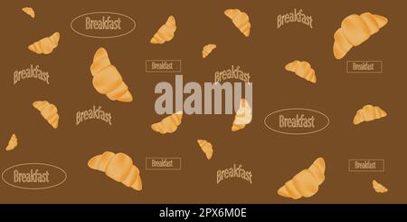 seamless pattern with croissants and donuts on chocolate background Vector EPS10 Stock Vector