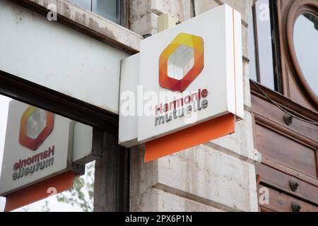 lyon , Aura France - 04 24 2023 : harmonie Mutuelle logo brand and text sign front facade chain office wall agency Stock Photo