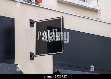 lyon , Aura France - 04 20 2023 : paul text shop sign brand and logo signboard of french bakery pastry store Stock Photo