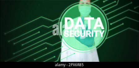 Sign displaying Data Security, Business approach Confidentiality Disk Encryption Backups Password Shielding Stock Photo