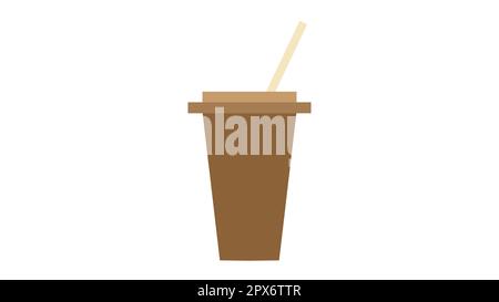 paper cup template for soda or cold beverage with drinking straw, isolated on white background. Packaging collection. Vector illustration. Stock Vector
