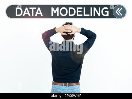 Sign displaying Data Modeling, Business idea process of transferring data between data storage systems Stock Photo