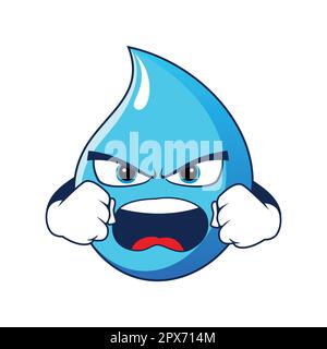 Water Drop Mascot with angry gesture. Vector illustration isolated on ...
