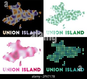 Union Island map. Collection of maps of Union Island in dotted style. Vector illustration. Stock Vector