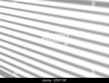 Shadow from window blinds, overlay effect. Realistic gray shadow on white background. Applicable for product presentation, photos, backdrop. Sun light Stock Photo