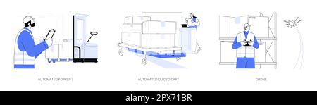 Automated guided vehicles abstract concept vector illustrations. Stock Vector