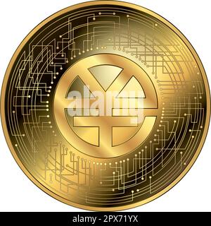 Yuan Renminbi cryptocurrency fantasy gold token, vector illustration Stock Vector