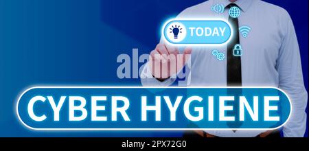 Text caption presenting Cyber Hygiene, Business showcase steps that computer users take to improve their cyber security Stock Photo