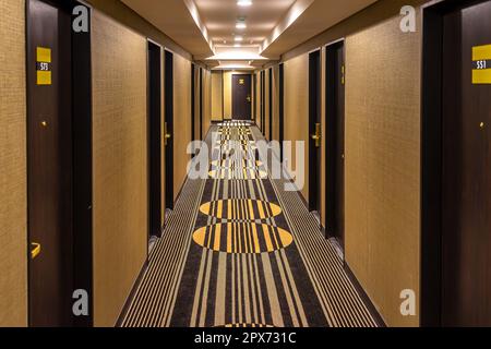 Carpeted corridor in a Japanese hotel Stock Photo