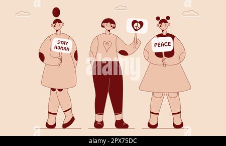 Person standing and holding Placard or Banner Stock Vector