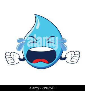 Crying Water drop mascot. Cartoon Character on white background Stock Vector