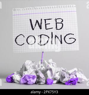 Inspiration showing sign Web Coding, Business showcase work involved in developing a web site for the Internet Stock Photo