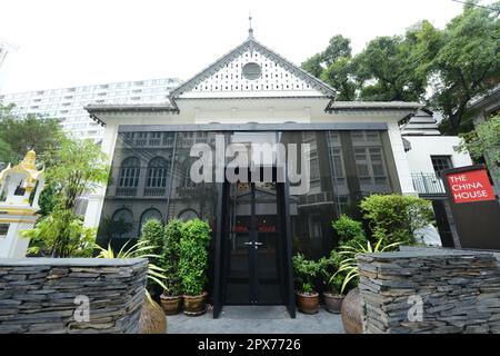 Beautiful restored houses on Charoen Krung Road Soi 40 in Bang Rak, Bangkok, Thailand. Stock Photo