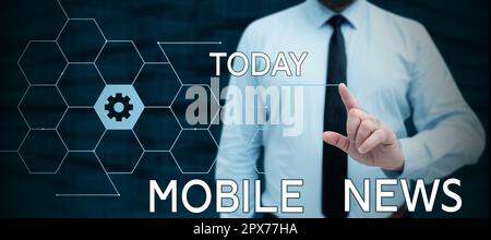 Text showing inspiration Mobile News, Word Written on the delivery and creation of news using mobile devices Stock Photo