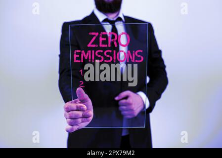 Handwriting text Zero Emissions, Business overview emits no waste products that pollute the environment Stock Photo