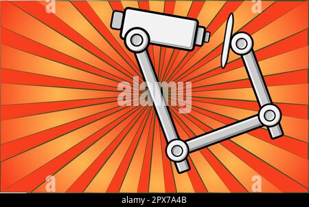 Medical scientific optical digital microscope for research and study on the background of abstract red rays. Vector illustration. Stock Vector