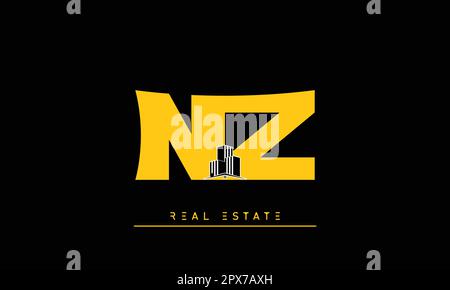 Real Estate letters Modern Creative logo NZ , ZN Stock Vector