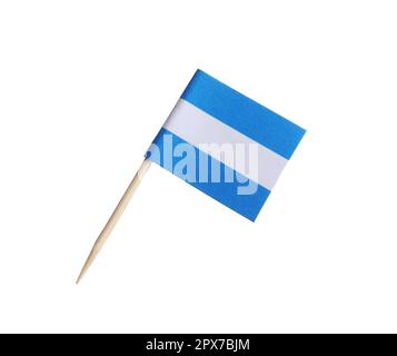 Small paper flag of El Salvador isolated on white Stock Photo