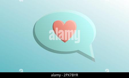 Beautiful festive red with blue love joyful dialog box with a heart for a greeting card for Valentine's Day, Valentine's Day on a blue background. Stock Vector