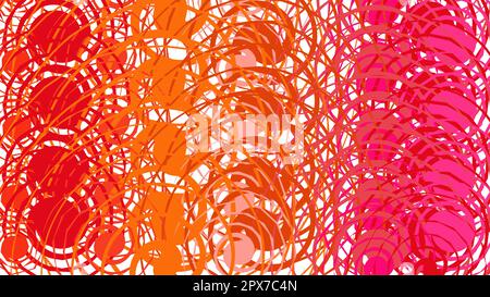 A simple background, a texture of minimalistic red abstracts of various circular bright lines, circles, ovals and geometric shapes arranged in a circl Stock Vector