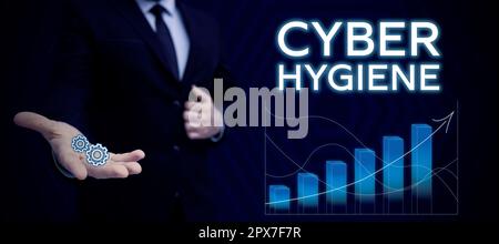 Writing displaying text Cyber Hygiene, Business showcase steps that computer users take to improve their cyber security Stock Photo