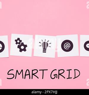 Conceptual display Smart Grid, Business idea includes of operational and energy measures including meters Stock Photo