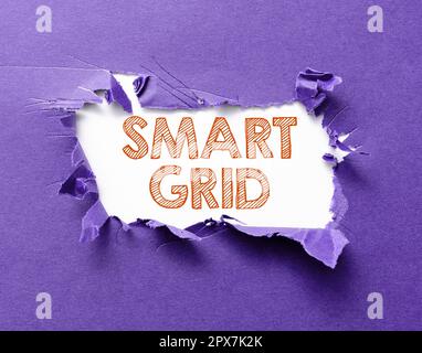 Text caption presenting Smart Grid, Word for includes of operational and energy measures including meters Stock Photo