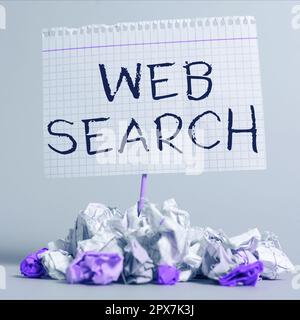 Handwriting text Web Search, Word for software system designed to search for information on the web Stock Photo