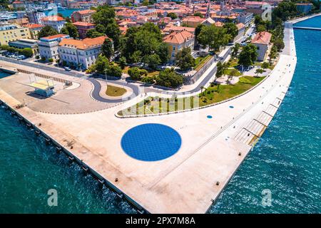 Zadar. Town of Zadar famous tourist landmarks aerial view, Dalmatia region of Croatia Stock Photo