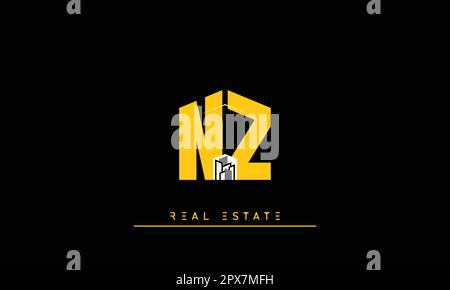 Real Estate letters Modern Creative logo NZ , ZN Stock Vector