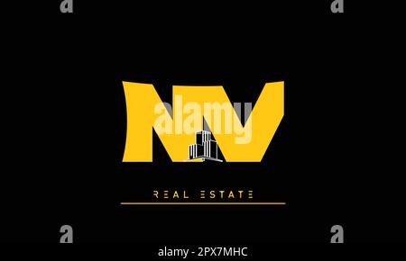 Real Estate letters Modern Creative logo NV , VN Stock Vector