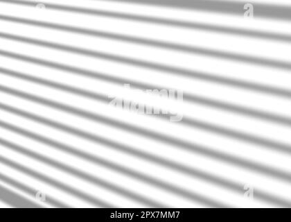 Shadow from window blinds, overlay effect. Realistic gray shadow on white background. Applicable for product presentation, photos, backdrop. Sun light Stock Photo