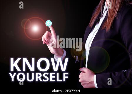 Handwriting text Know Yourself, Word Written on Find You Understanding Strength and Weaknesses Identity Stock Photo