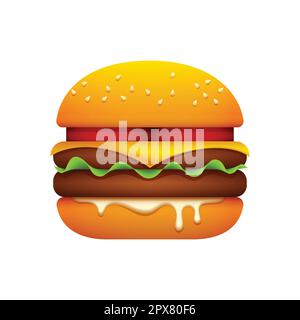 Hamburger illustration. Fast food fat snack clipart. Stock Vector